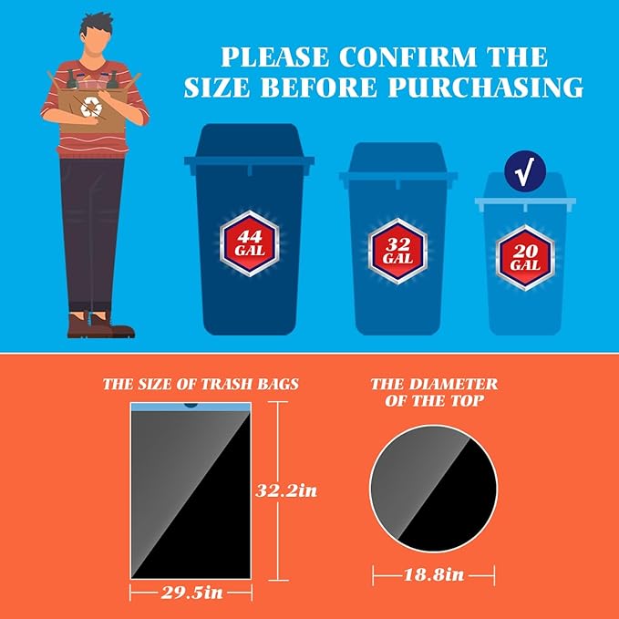 20 Gallon Large Drawstring Trash Bags 120 Counts, Fit 20-21 Gal Trash Can - Image 2