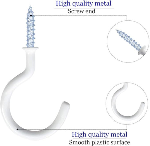 12 Pack Vinyl Coated Ceiling Hooks, Screw-in Mug Hooks - Image 2