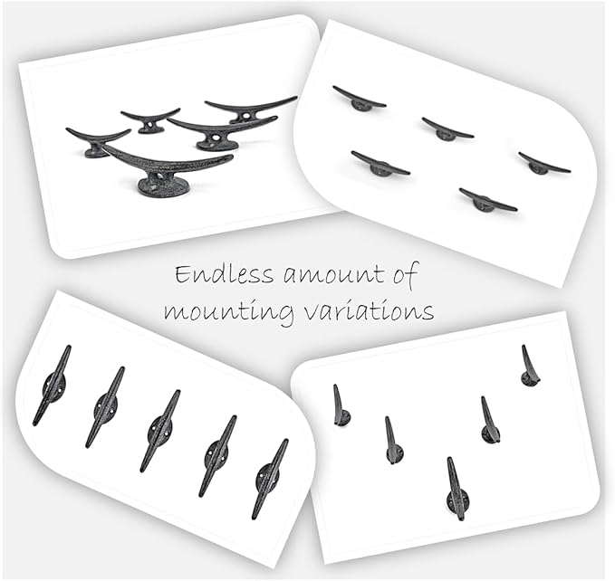 Ambipolar 5 Pack Decorative Cast Iron Heavy Duty Double Hooks, Wall Mounted - Image 5