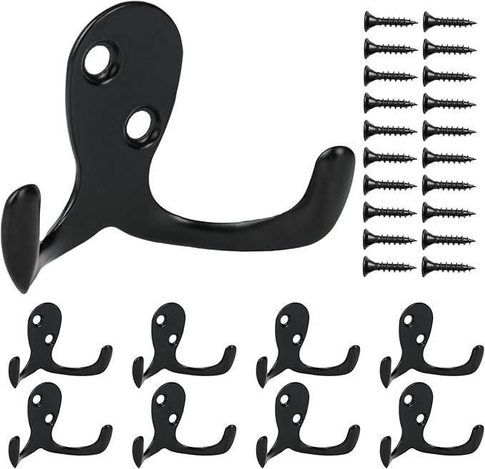 Aynoo 10 Pack Coat Hooks, Metal Wall Hooks Hardware, Heavy Duty Double Prong by Aynoo