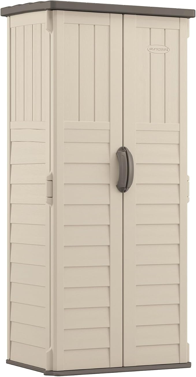Suncast Vertical Outdoor Storage Shed with All-Weather Construction, Vanilla by Suncast