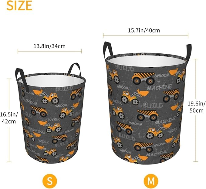 Cute Excavator Engineering Vehicle Laundry Hamper Bag - Image 4
