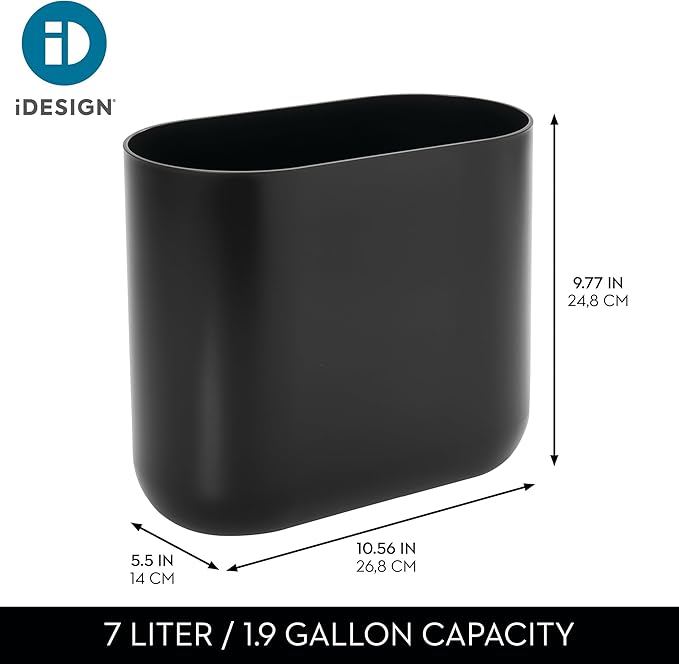 iDesign Small Slim Plastic Bathroom Trash Can, Garbage Can - Image 4