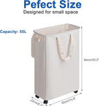Slim Laundry Hamper with Lid and Wheels, Small Rolling Laundry Basket with - Image 5