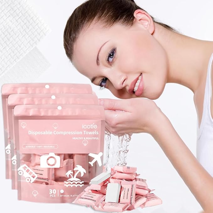 Compressed Towels 90 Pcs, Disposable Coin Towels, Portable Face Towelettes by icotle