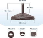 wikiwiki 80 Lbs HDPE Round Patio Umbrella Base, Weighted Umbrella Stands Fits 1.5-1.9in Poles for Garden, Lawn, Deck, Backyard & Pool, Brown - Image 2