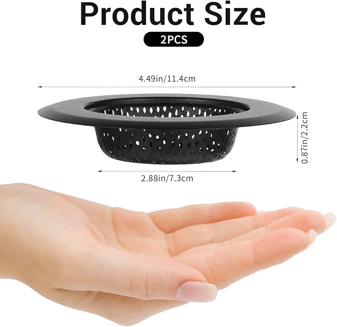 2 PCS Drain Strainer, Sink Strainer, Large Wide Rim 4.5 Inch Diameter - Image 2