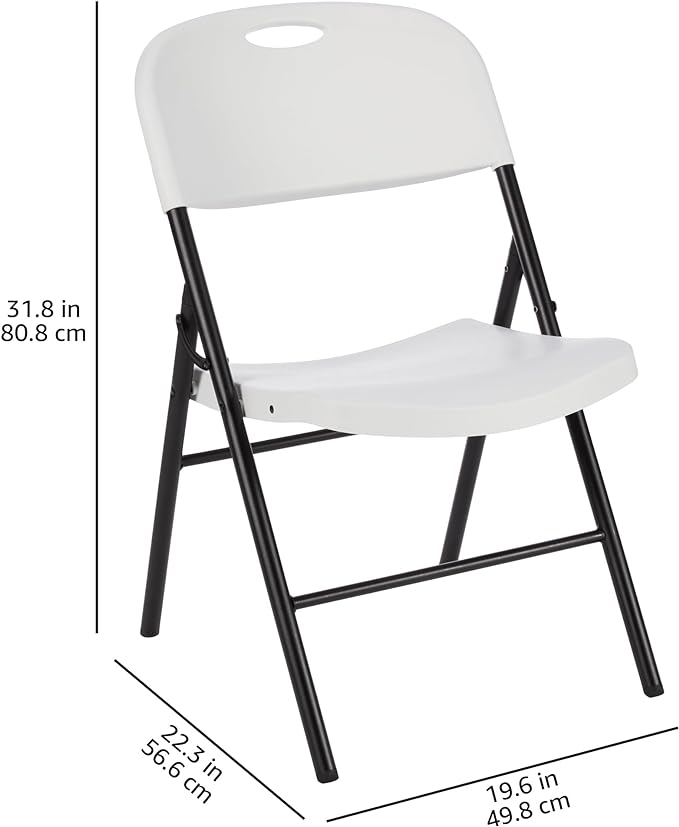 Amazon Basics Portable Folding Plastic Chair with Back Support, Easy to Fold and Store, 350-Pound Capacity, White, 2-Pack - Image 3
