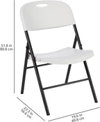 Amazon Basics Portable Folding Plastic Chair with Back Support, Easy to Fold and Store, 350-Pound Capacity, White, 2-Pack - Image 3