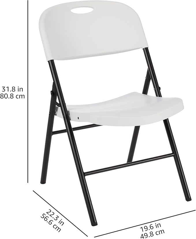 Amazon Basics Foldable Portable Comfortable Sturdy Folding Plastic Chair, 350-Pound Capacity, White, 4-Pack - Image 3