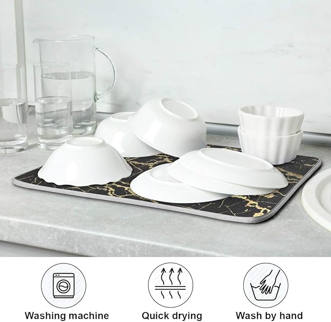 Super Absorbent Dish Drying Mat, Microfiber Fast-Drying Dish Mat, Kitchen Dish - Image 7