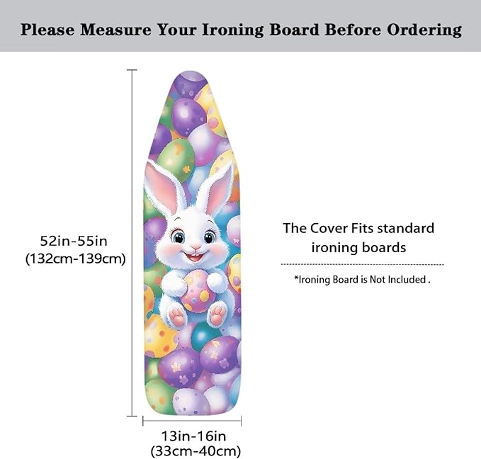 Sprowallow Colorful Egg Rabbit Ironing Board Cover and Pad 15x54 Inch Standard - Image 5