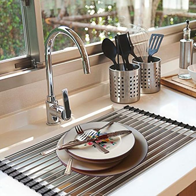 Ahyuan Roll up Dish Drying Rack Over The Sink Kitchen Roll up Sink Drying Rack - Image 3