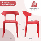 VECELO 4 Pack Plastic Stacking Chairs, Stackable Dining Chairs for Kitchen Restaurant Patio, Portable Indoor Outdoor Use, No Assembly Required, Red - Image 3