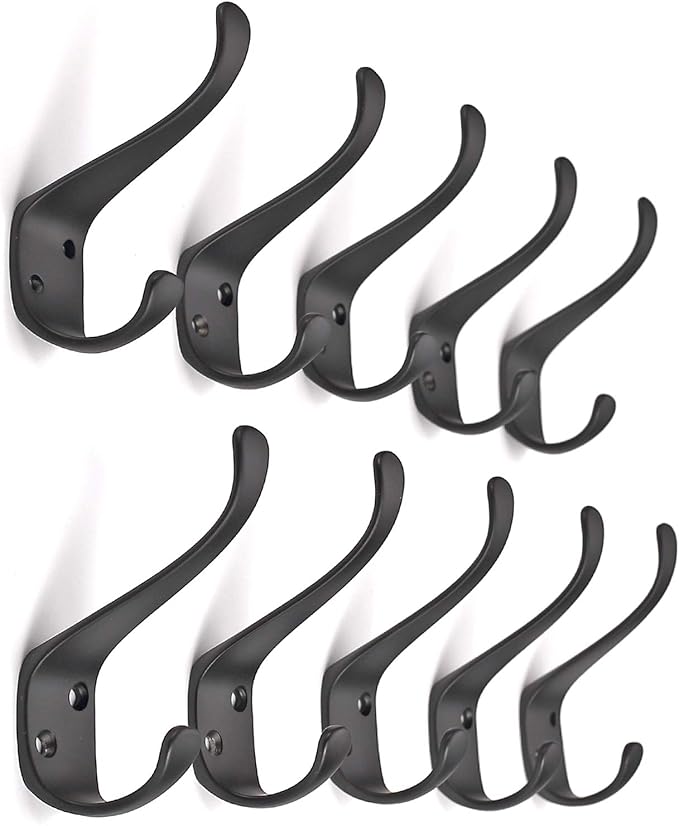Ambipolar 10-Pack Elegant Coat Hooks Wall Mounted, Decorative Heavy Duty Double - Image 2