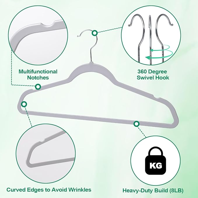 Plastic Coat Hangers 50-Pack, Space Saving Closet Hangers - Image 4