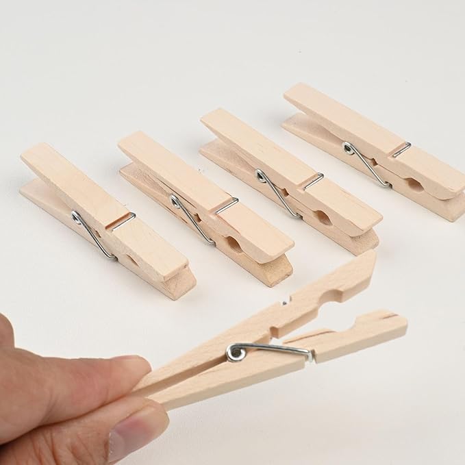 Wooden Clothes Pins, Natural Wood, 50 Pack, 3 Inch, Wooden Rust Resistant - Image 5