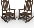 Oversized Rocking Chair Set of 2, Outdoor Rocking Chair for Adults, All Weather Resistant Porch Rocker for Lawn Garden, Brown by THOEOE