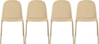 2xhome Set of 4 Modern Stackable Armless Dining Chairs | Plastic Shell Seat with Metal Legs | Indoor or Outdoor Use | Home Kitchen Patio, Beige by 2xhome