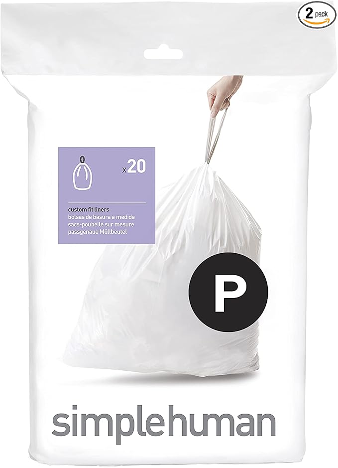 simplehuman Code P Custom Fit Drawstring Trash Bags, 50 -60 L / 13-16 Gallon by Simplehuman