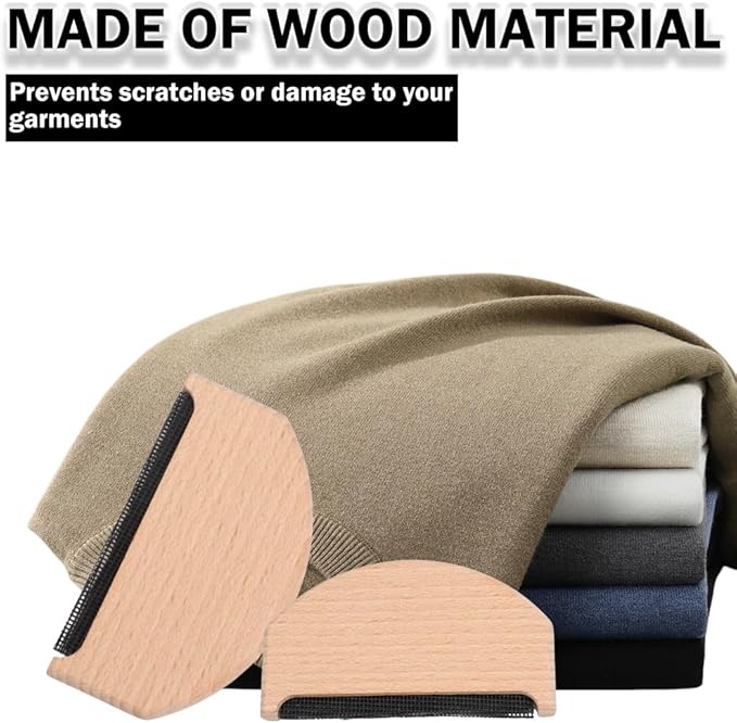 4 Pcs Wooden Sweater Comb Sweater Care Tool Fabric Defuzzer Pilling Shaver - Image 4