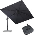 PURPLE LEAF 9' X 12' Right-left Tilt Patio Umbrella with Base Outdoor Cantilever Swivel Rectangle Umbrella Offset Umbrella with 360-degree Rotation for Garden Deck Pool Patio Light Grey by PURPLELEAF