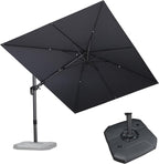 PURPLE LEAF 9' X 12' Right-left Tilt Patio Umbrella with Base Outdoor Cantilever Swivel Rectangle Umbrella Offset Umbrella with 360-degree Rotation for Garden Deck Pool Patio Light Grey by PURPLELEAF