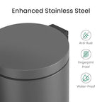 Cesun 1.2 Gallons Small Gray Trash Can, Bathroom Garbage Can - Image 3
