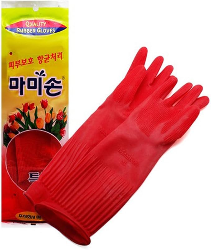 MAMISON Quality Kitchen Rubber Gloves, Non-Slip Reusable Natural Latex Gloves by QualityKitchenandHome