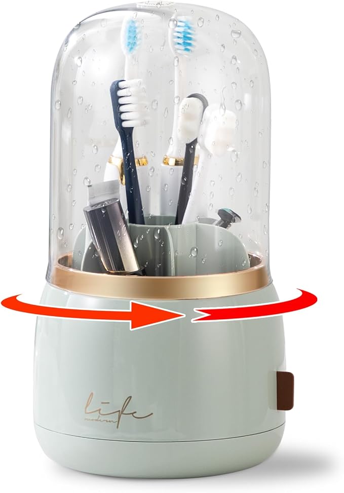 Toothbrush Holders for Bathrooms, Rotating 7 Slots Electric Toothbrush Holders by CLOKTA