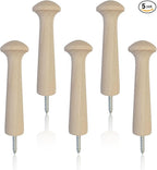 5Pcs Wooden Pegs Shaker Coat Hooks Screw-in Wall Rack Pegs by YAFIYGI