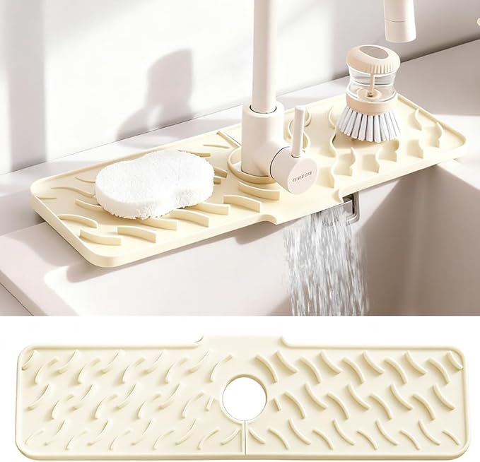 24" x 5.9" Silicone Faucet Mat for Kitchen Sink – Quick‑Drying Stone Splash by Unknown