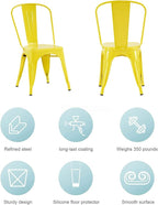 Nazhura Metal Dining Chair Farmhouse Tolix Style for Kitchen Dining Room Café Restaurant Bistro Patio, 18 Inch, Stackable, Waterproof Indoor/Outdoor (Sets of 4) (Steel Seat, Yellow) - Image 4