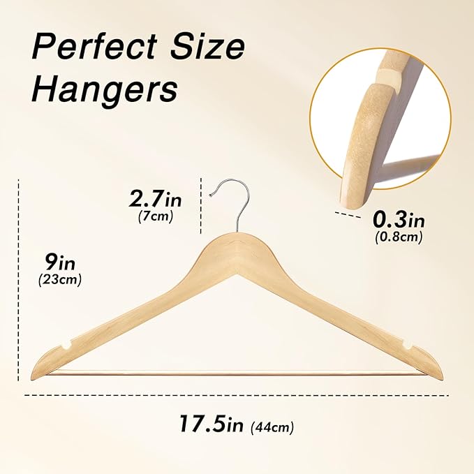 HOUSE DAY Slim Wooden Hangers 10 Pack, Solid Wood Hanger - Image 8