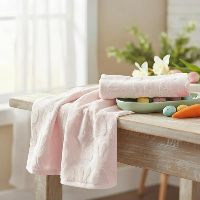 Artoid Mode 1 Pc Pink 3D Rabbit Jacquard Easter Hand Towels - Image 4