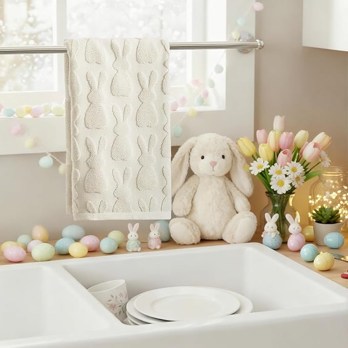 Artoid Mode 1 Pc Beige 3D Rabbit Jacquard Easter Hand Towels - Image 5