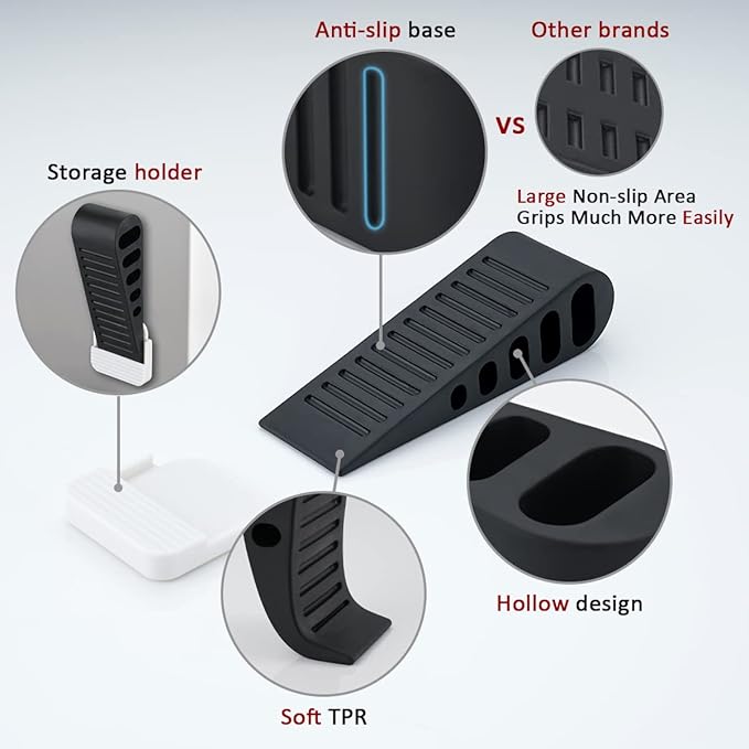 JQK Rubber Door Stopper Wedge, Wooden Floor, DSB61-BK-P6 - Image 5