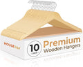HOUSE DAY Premium Wooden Coat Hangers 10 Pack, Heavy Duty Solid Wood Clothes by HOUSEDAY