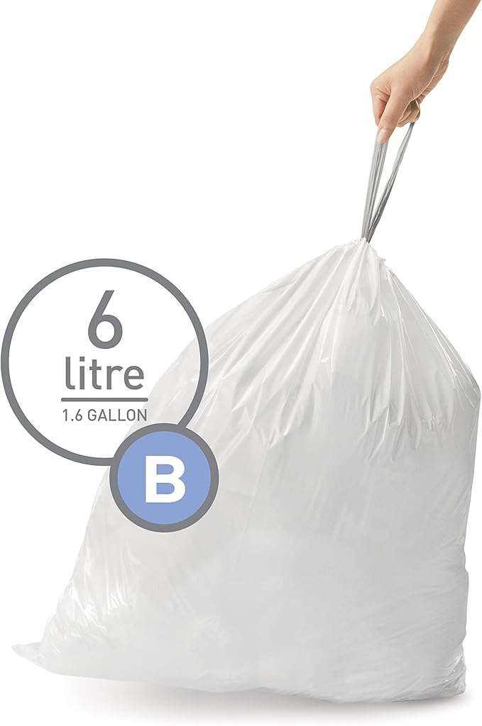 simplehuman Code B 150 Count, Dispenser Packs Custom Fit Liners, Drawstring - Image 2