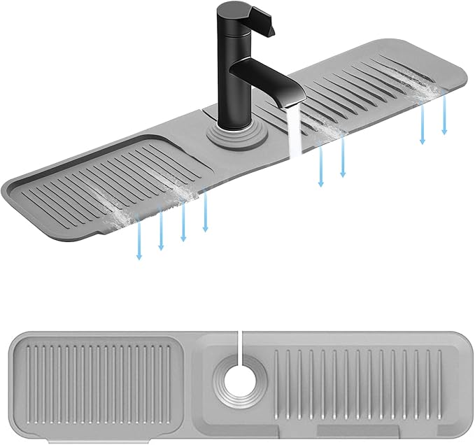 5° Slope Kitchen Sink Faucet Mat, Kitchen Sink Splash Guard, Silicone Material by DTXIAQIAO
