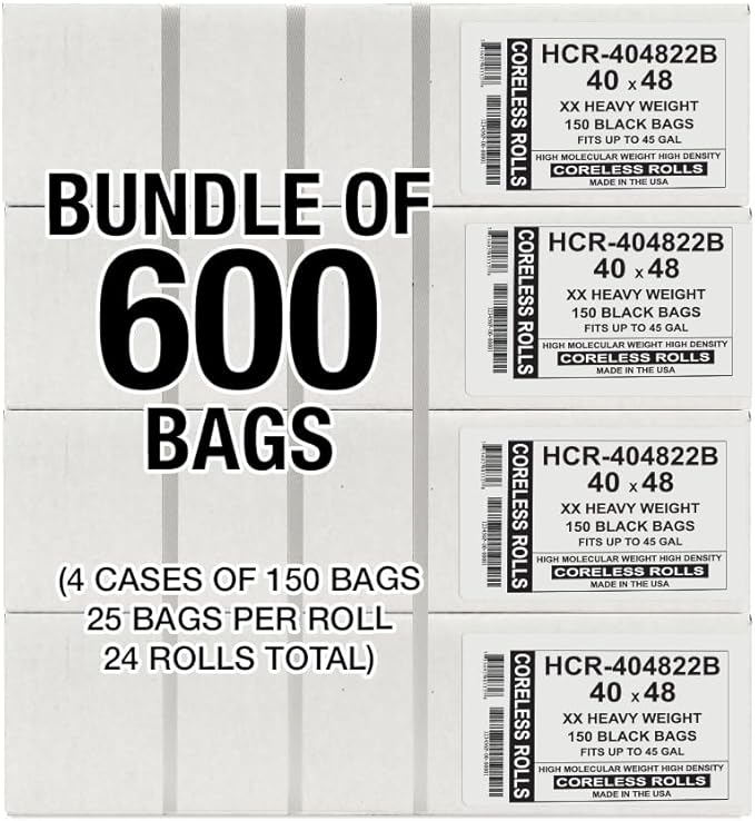 Aluf Plastics High Density Trash Bags, 45 Gallon, 22 Micron, - Image 2