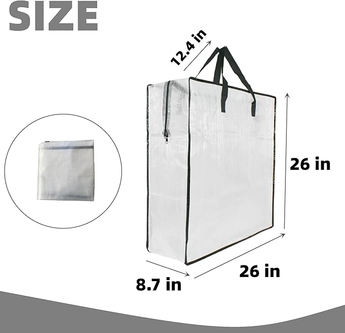 6 Pack Clear Storage Bags with Zipper and Handles, Blanket Bags - Image 2