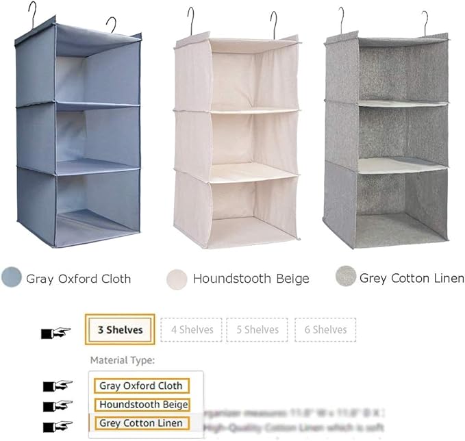 Hanging Closet Organizer, Easy Mount Foldable 3-Shelf Hanging Closet Wardrobe - Image 8