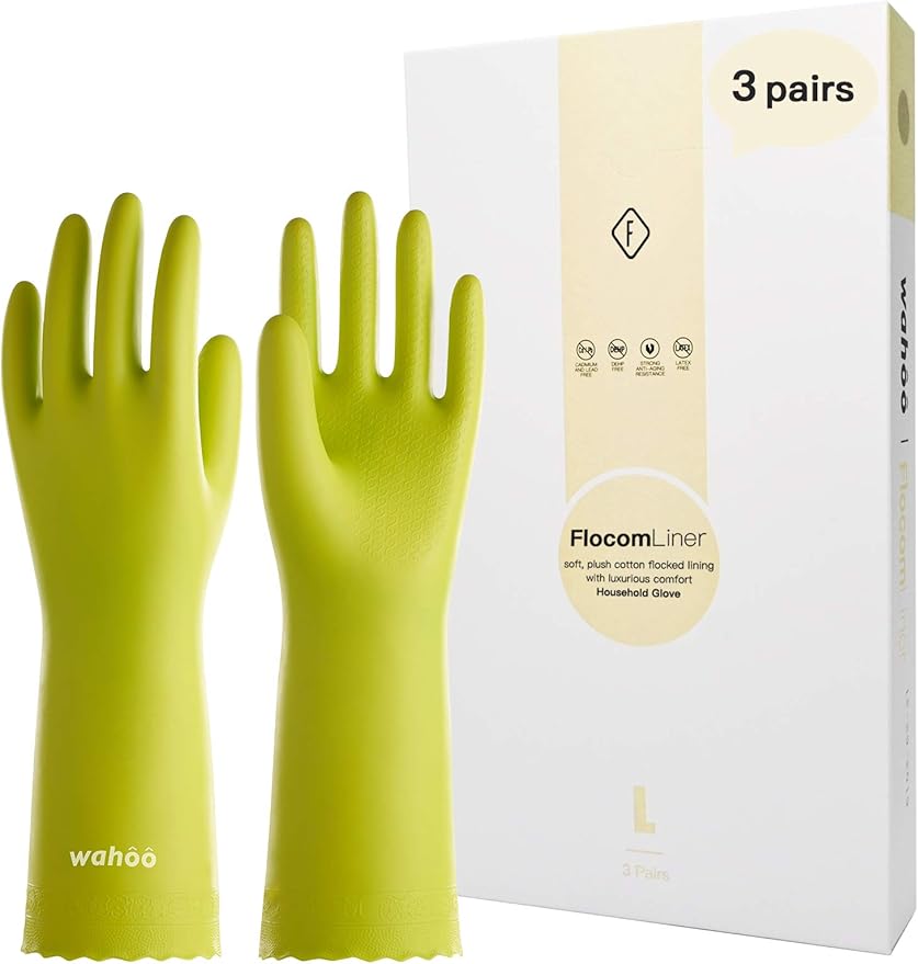 LANON 3 Pairs wahoo Skin-Friendly Cleaning Gloves, Dishwashing Kitchen Gloves by LANONProtection