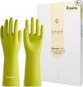 wahoo 3 Pairs Skin-Friendly Cleaning Gloves, Cotton Flocked Lined Dishwashing by wahoo