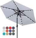 ABCCANOPY Durable Solar Led Patio Umbrellas with 24LED Lights 7.5FT with 6 Sturdy Ribs (Fog Gray) by ABCCANOPY