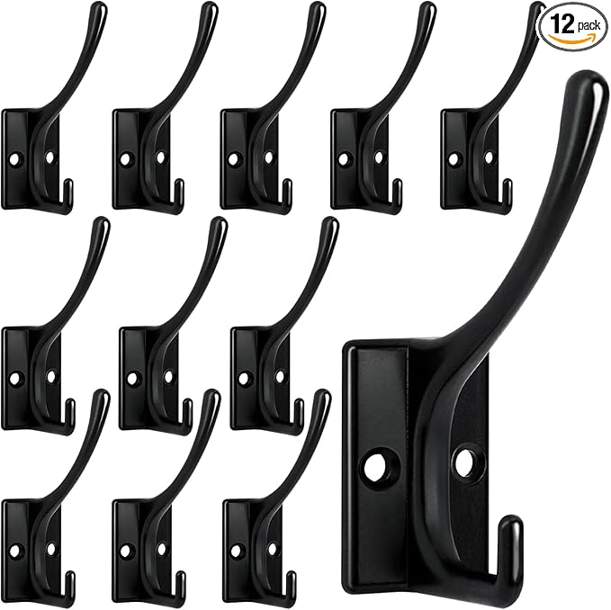12 Pack Coat Hooks, Heavy Duty Coat Hooks Wall Mounted by Homanu