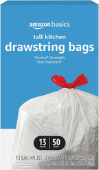 Amazon Basics Flextra Tall Kitchen Drawstring Trash Bags, 13 Gallon, by AmazonBasics