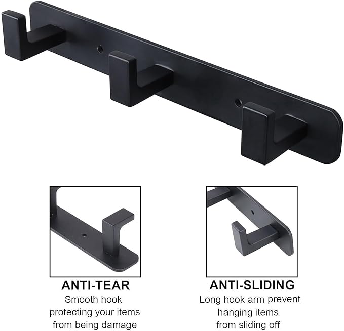 Coat Rack, Heavy Duty Stainless Steel 3 Tri Coat Hook Hanger, Wall Mounted Wall - Image 3