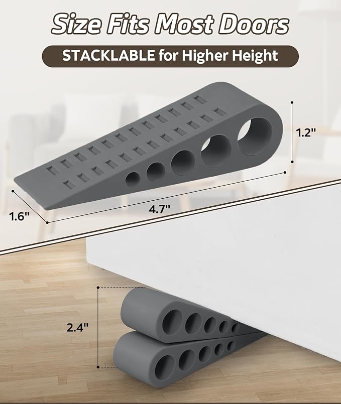 4 Pack Door Stops for Bottom of Door, Rubber Door Stopper Wedge - Image 2